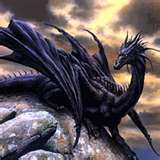 Black dragon on hilltop