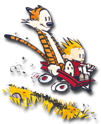Calvin and hobbes wagon