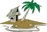 Palm tree and hut