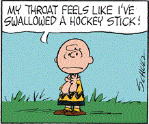 Swallowed a hockey stick