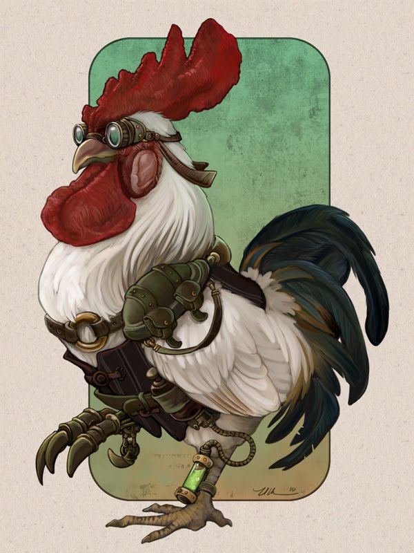 Steampunk rooster by ursulav