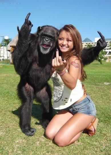 Hot chick and crazy monkey