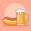 Large hot dog beer mug flat line style fast food illustration 185107 128