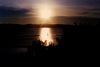 Large sailboat in sun spot