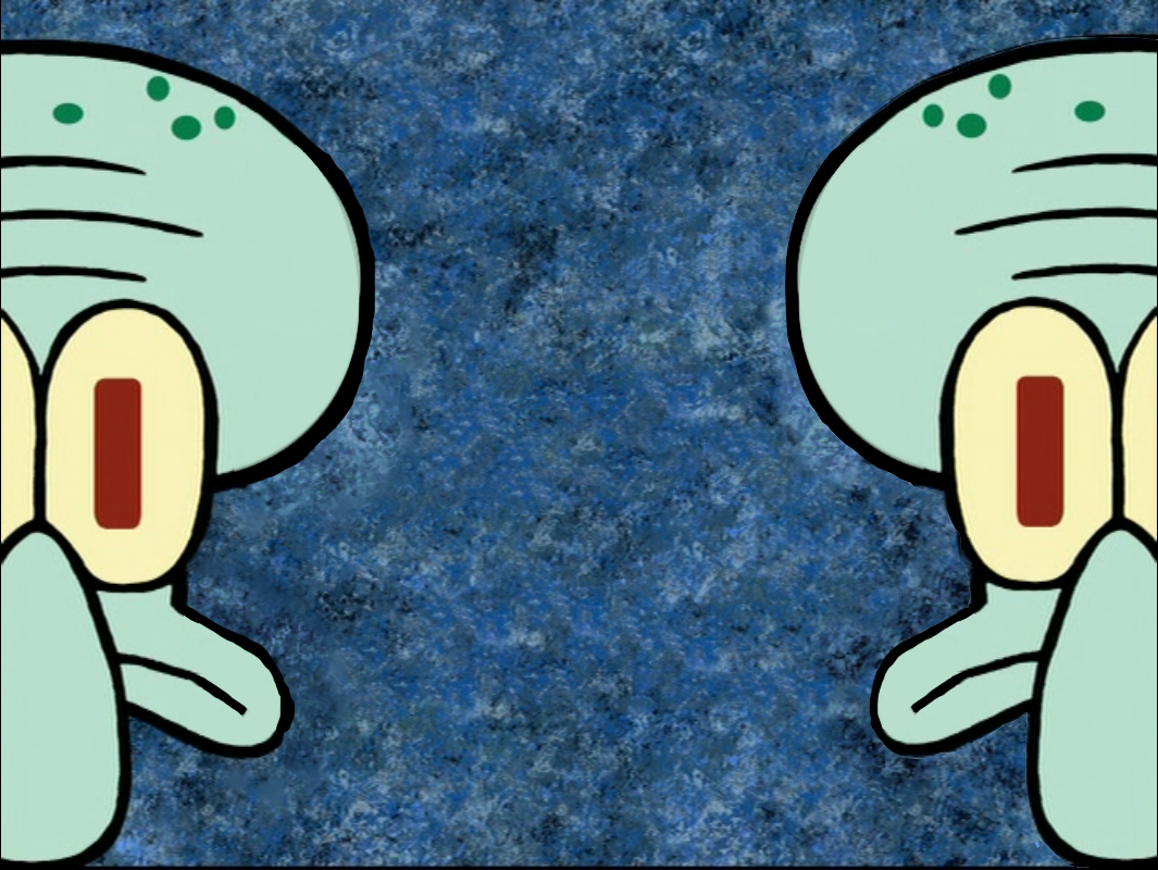 Two faces of squidward blank
