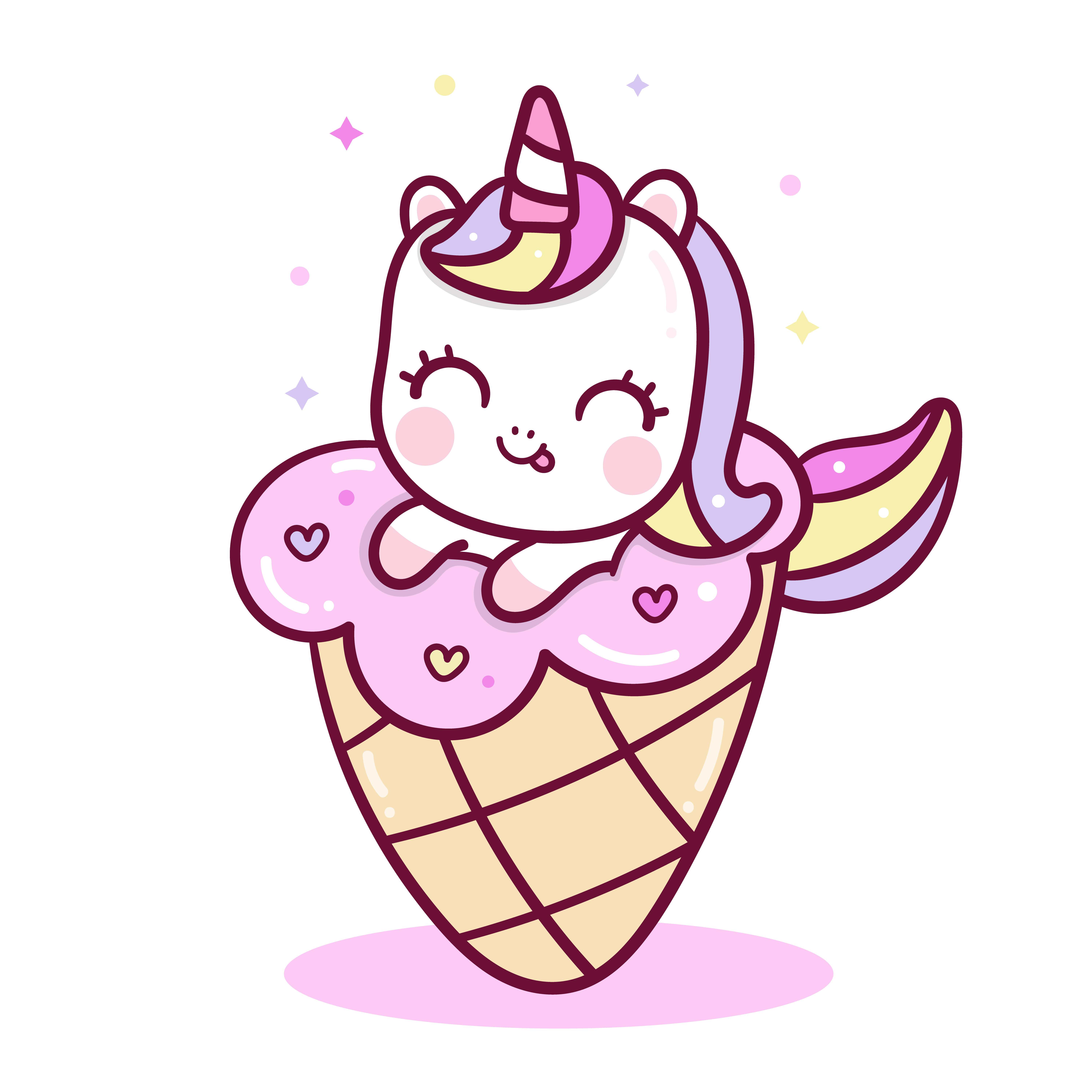 Cute unicorn vector with yummy ice cream