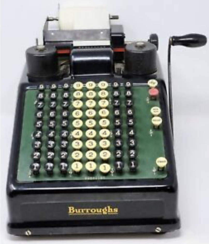 Vintage burroughs portable adding machine calcula 