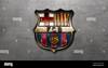 Large steel and golden version of the fc barcelona football club logo 4k high res background 2r61c3m