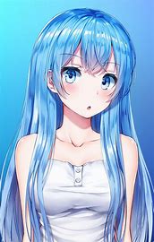 Cute anime girl with blue hair