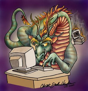 Dragon at computer